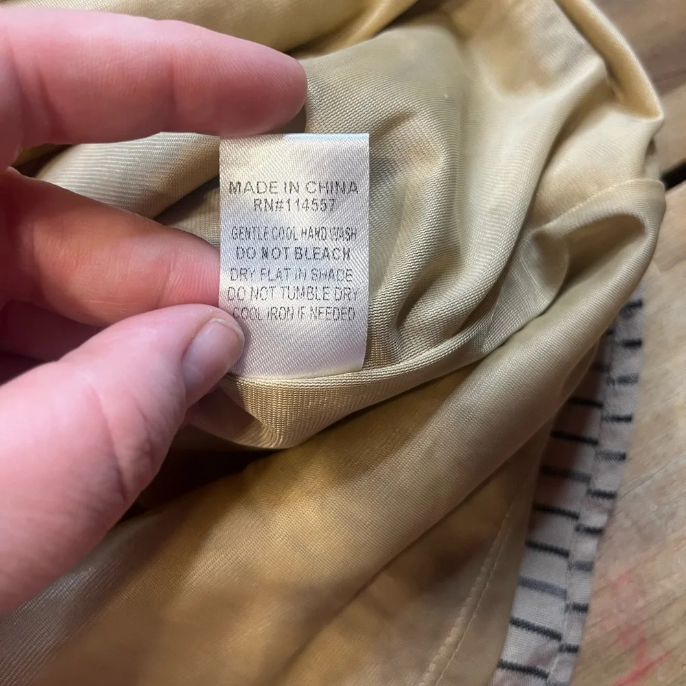 Embroidered striped shift dress tunic length tan casual THML size Large casual - Picture 5 of 10